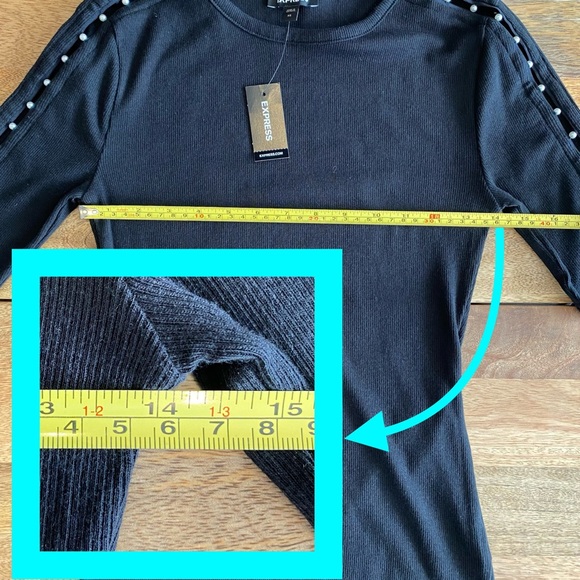 Express Ribbed Pearl Inset Tee NWT - Picture 11 of 16